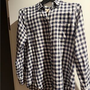 J. Crew Navy and White Plaid Shirt